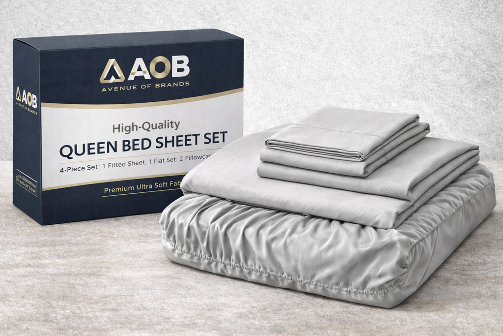 Queen Size 4-Piece Bed Sheet Set – Soft & Breathable Bedding, Deep Pocket Fitted
