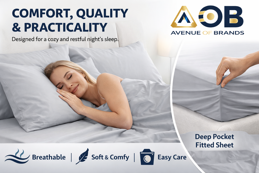 Queen Size 4-Piece Bed Sheet Set – Soft & Breathable Bedding, Deep Pocket Fitted